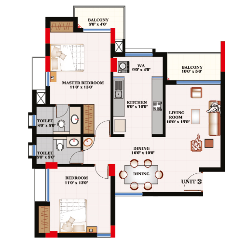 Elixir-Floor Plans-2BHK